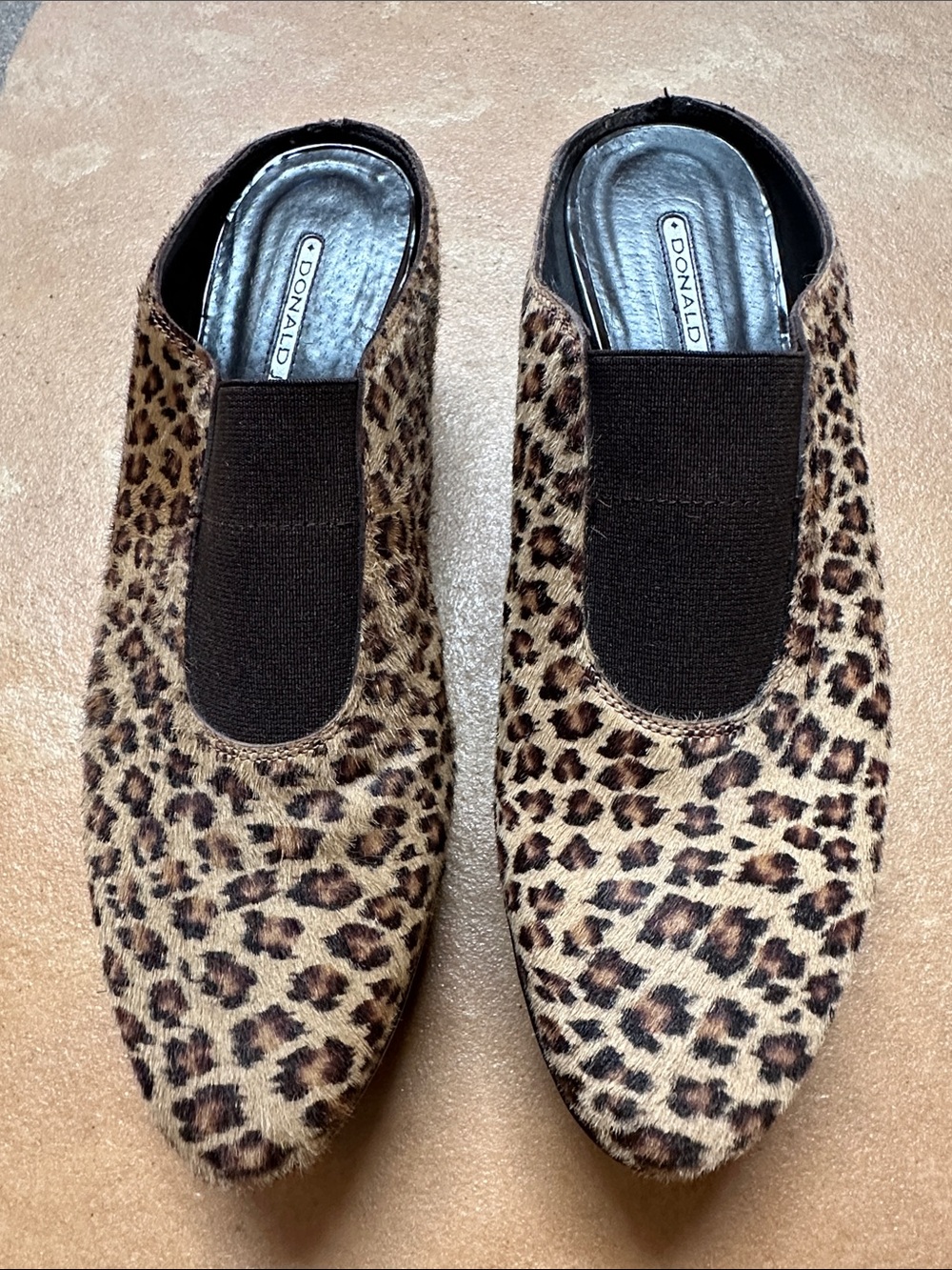 Donald J Pliner Vintage Calf Hair Leopard Print Slip-On Mules, Size 6.5